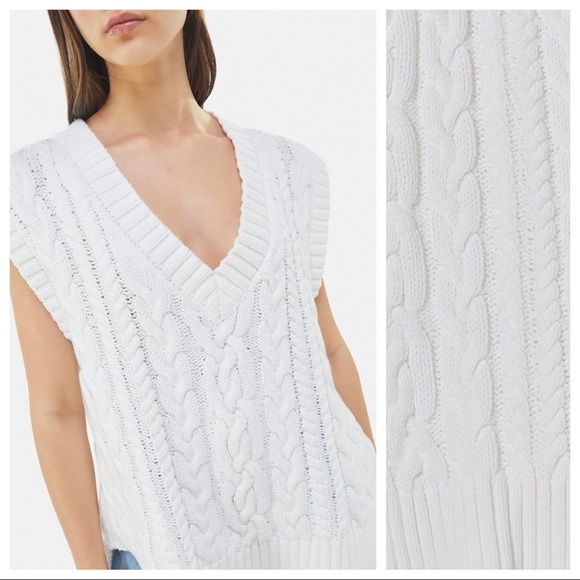 NWT. Bershka White Oversize Cable-Knit Vest. Size M-L. - Picture 3 of 9
